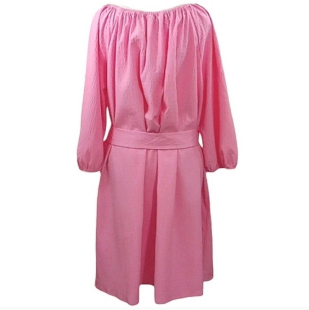 Elizabeth and James Textured Pink Balloon Sleeve Dress Sz Large - Picture 8 of 16
